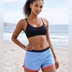 Boden NWT Women’s Swim Shorts Size 16-18 Blue Pink Piping Built in Brief